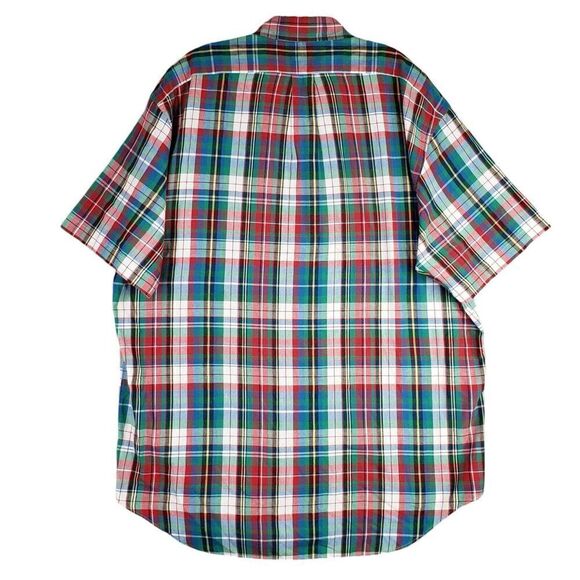 Polo Ralph Lauren Mens Oxford Plaid Blake Button Down Shirt SS Green Red Large L - Picture 3 of 9